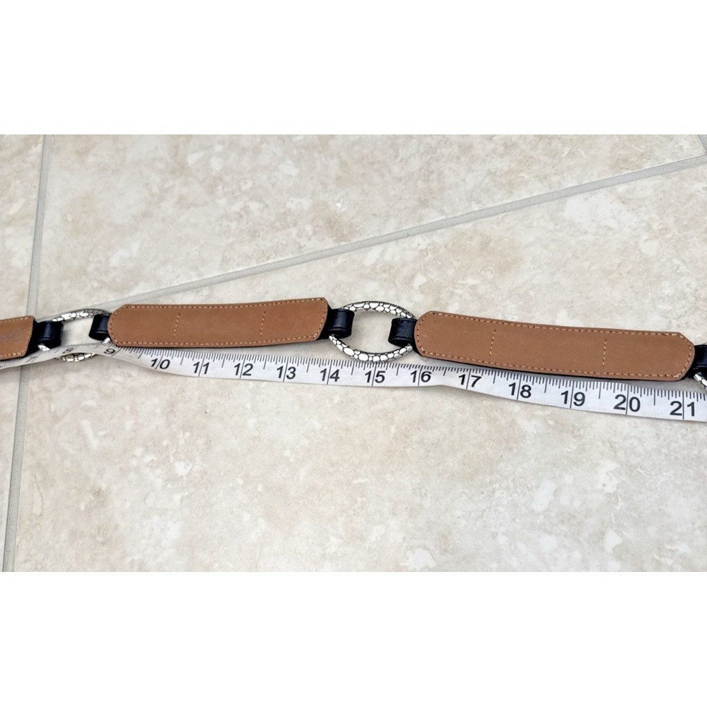 VTG NWOT Brighton Black Leather O Ring Belt Silver Snake Tone Hook B60263 Sz 38 - Picture 9 of 12